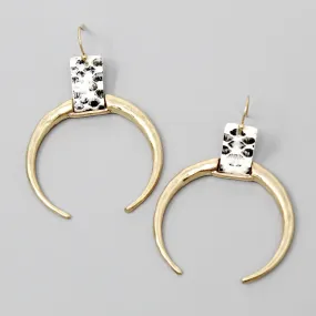 Animal Print Leather Strap Crescent Shape Drop Earrings