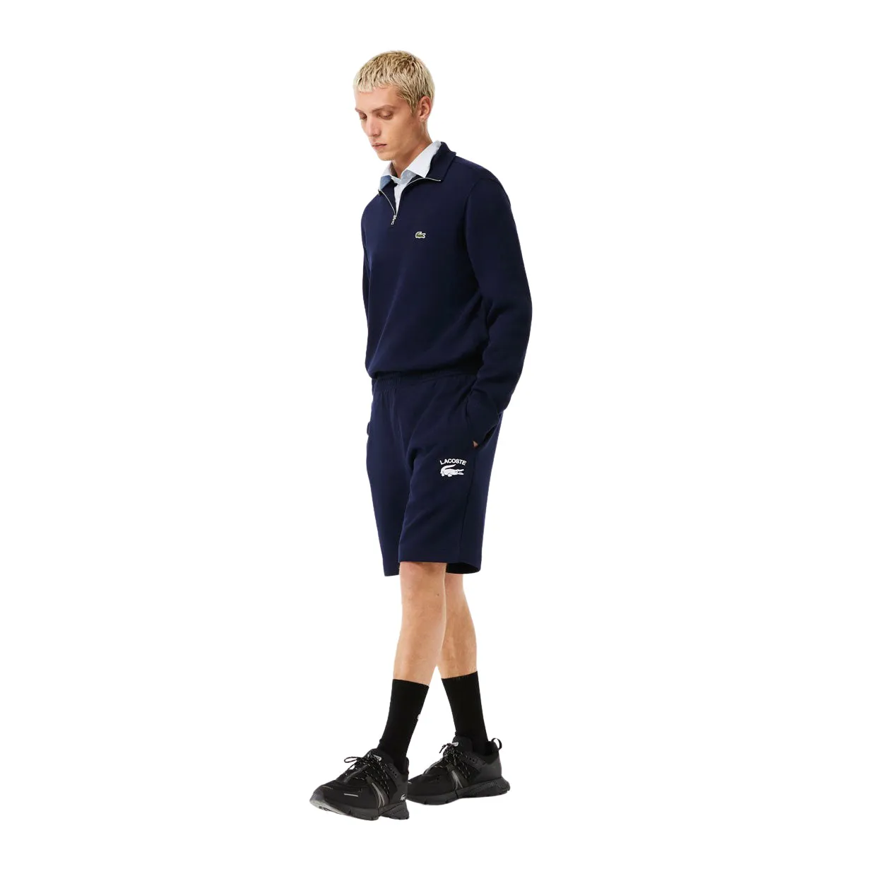 Bermuda Felpa Uomo Lacoste Blu Navy