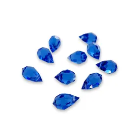 Blå Glasperler, Preciosa Crystal Drops, Sapphire, 9 x 15 mm