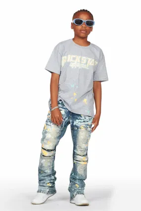 Boys Nadir Grey T-Shirt/Stacked Flare Jean Set