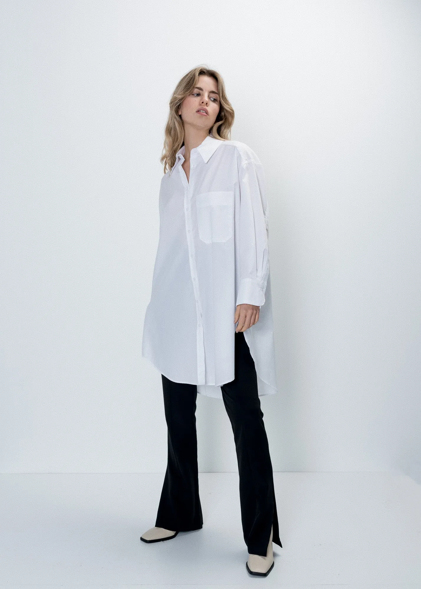 Camicia oversize in popeline