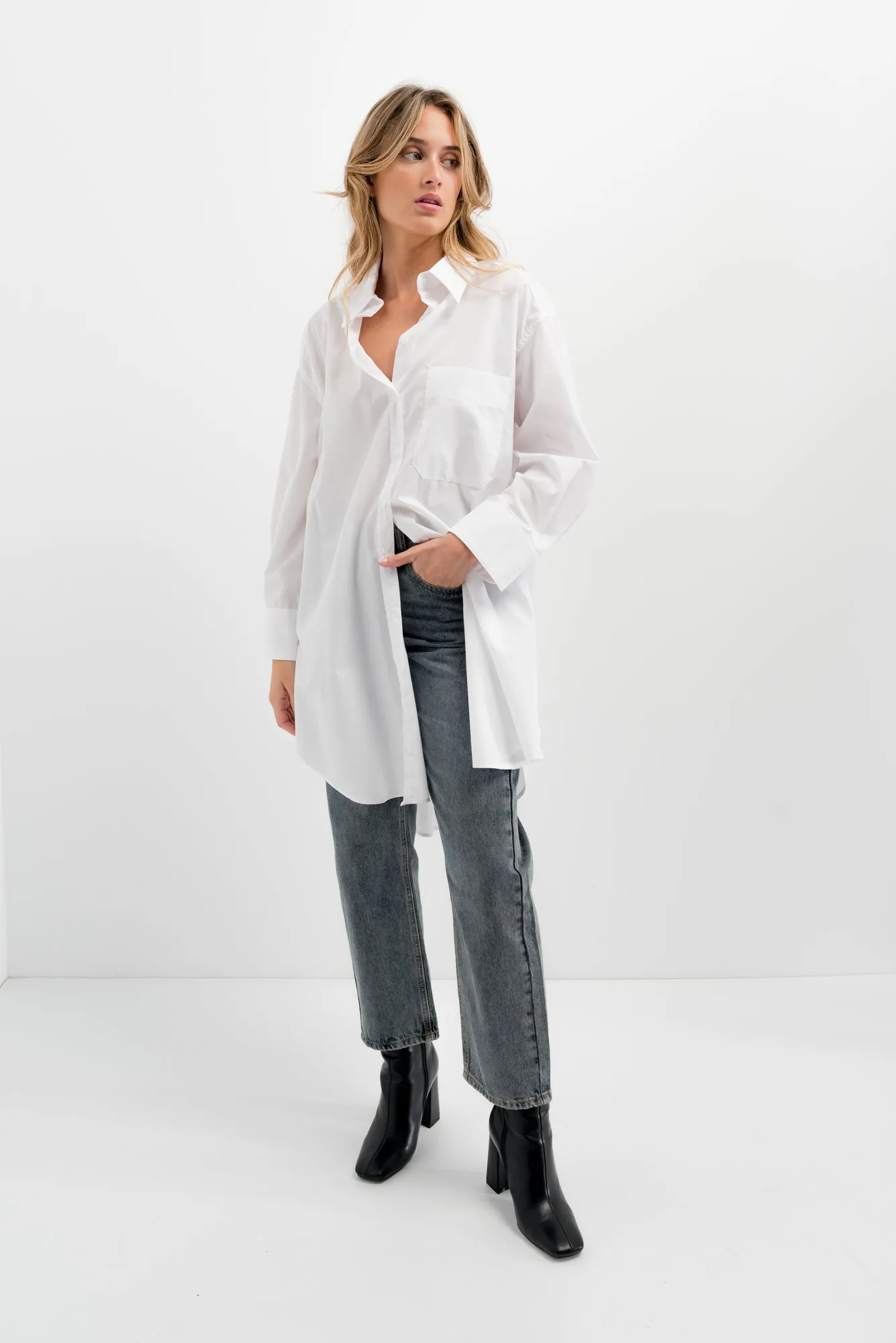 Camicia oversize in popeline