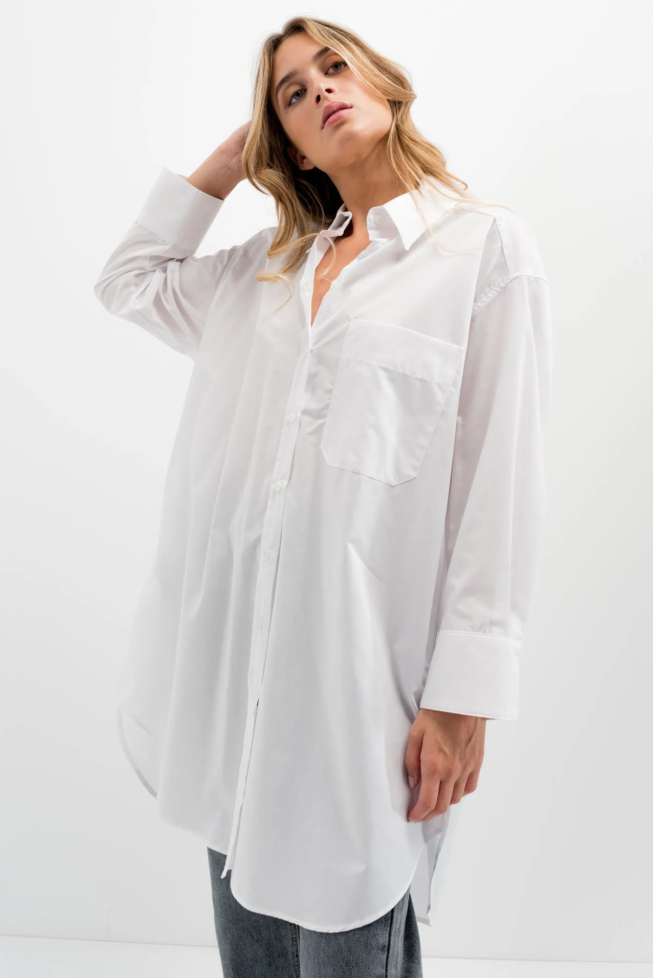 Camicia oversize in popeline