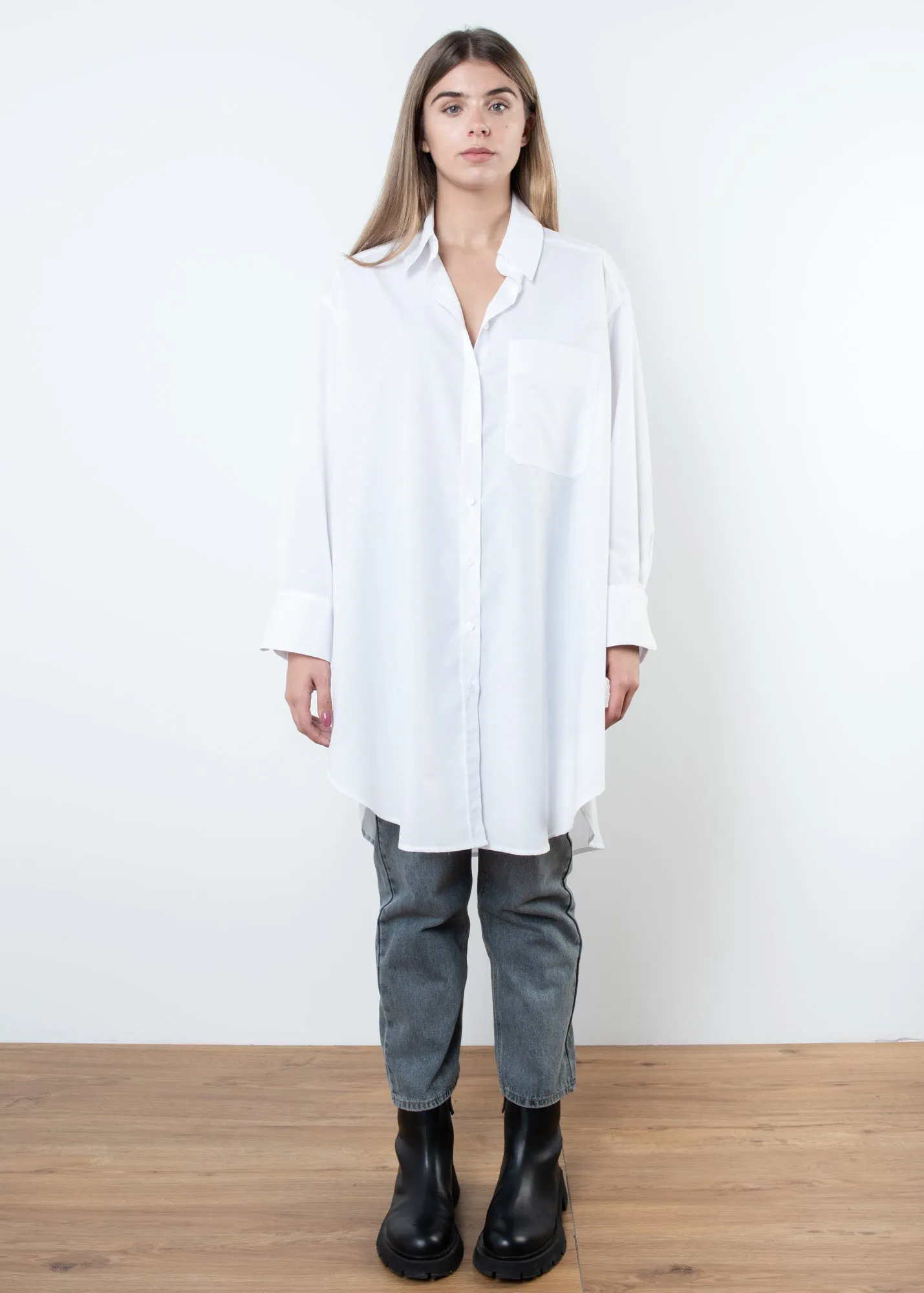 Camicia oversize in popeline