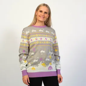 Den Cute Påskesweater Grå - Dame