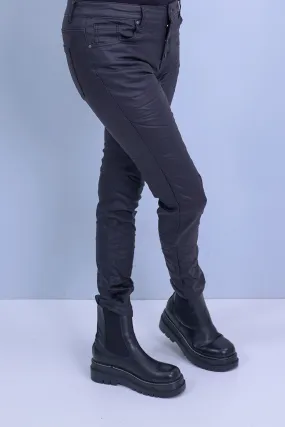 Hose im 5-Pocket-Style mit Beschichtung, schwarz