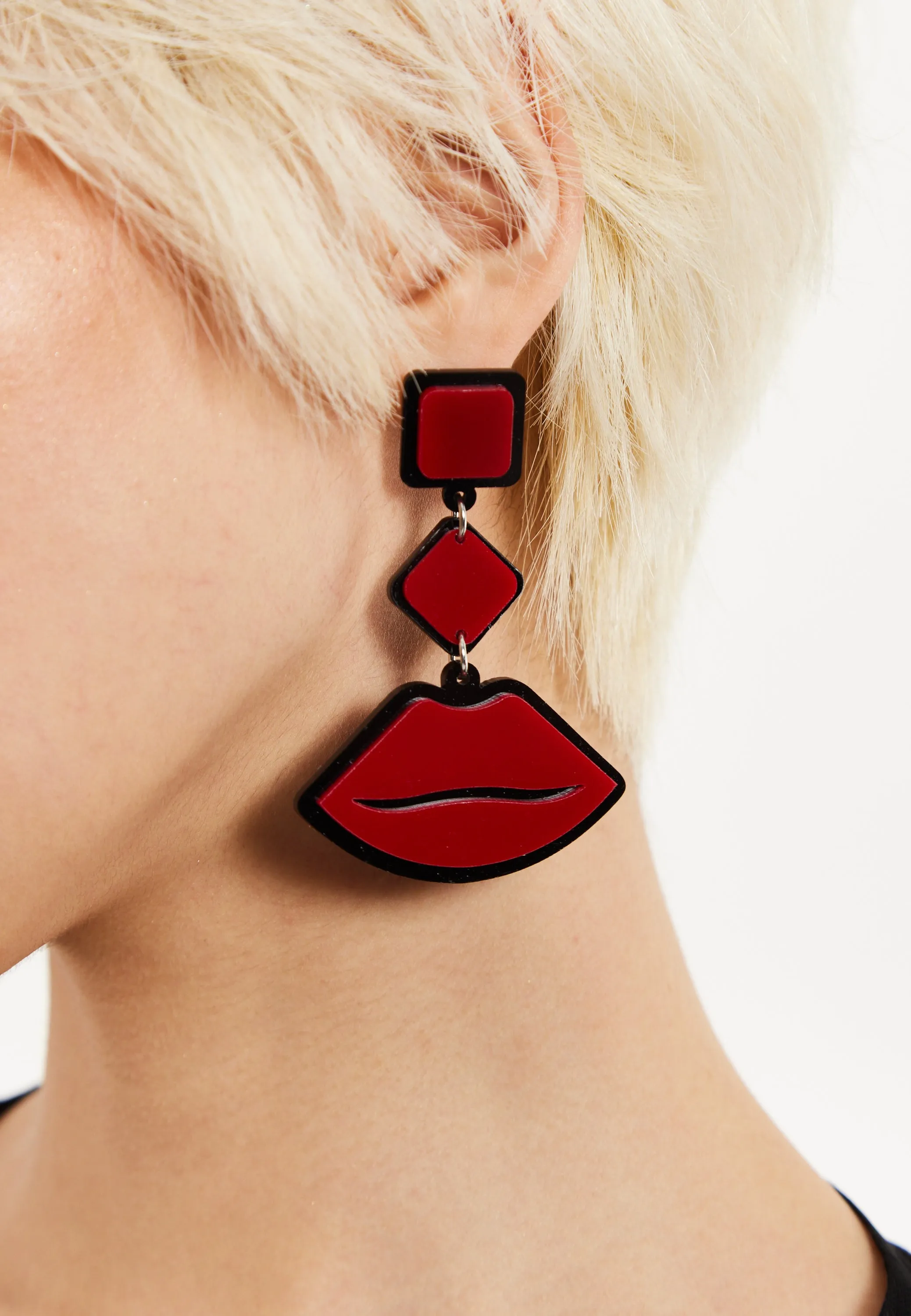 House of Holland Drop Style Earrings With Plain Lips