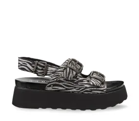 JANIS 3273 SANDAL W GLITTER SILVER ZEBRA/LEATHER BLACK