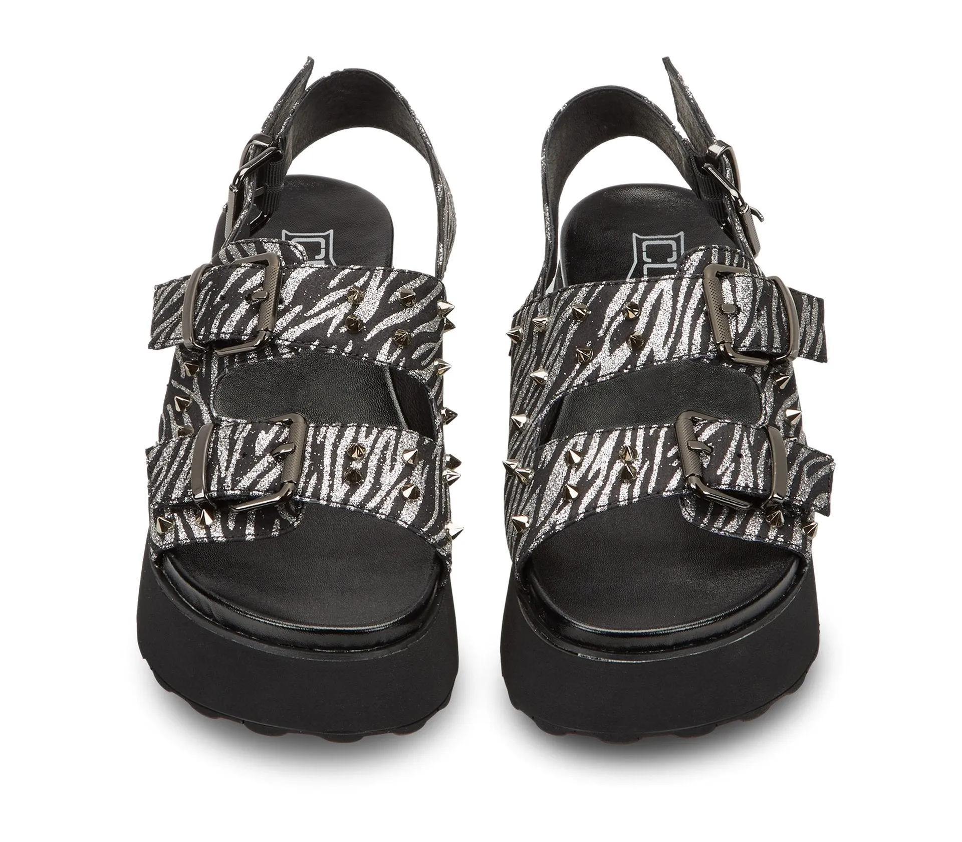 JANIS 3273 SANDAL W GLITTER SILVER ZEBRA/LEATHER BLACK