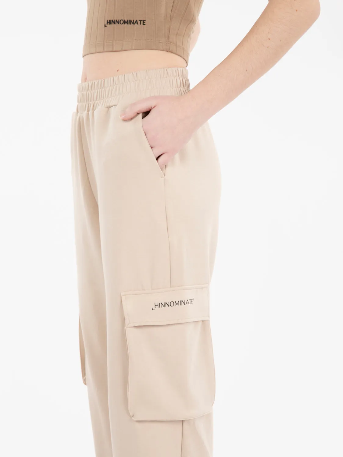 Pantaloni jogger tasche beige sand