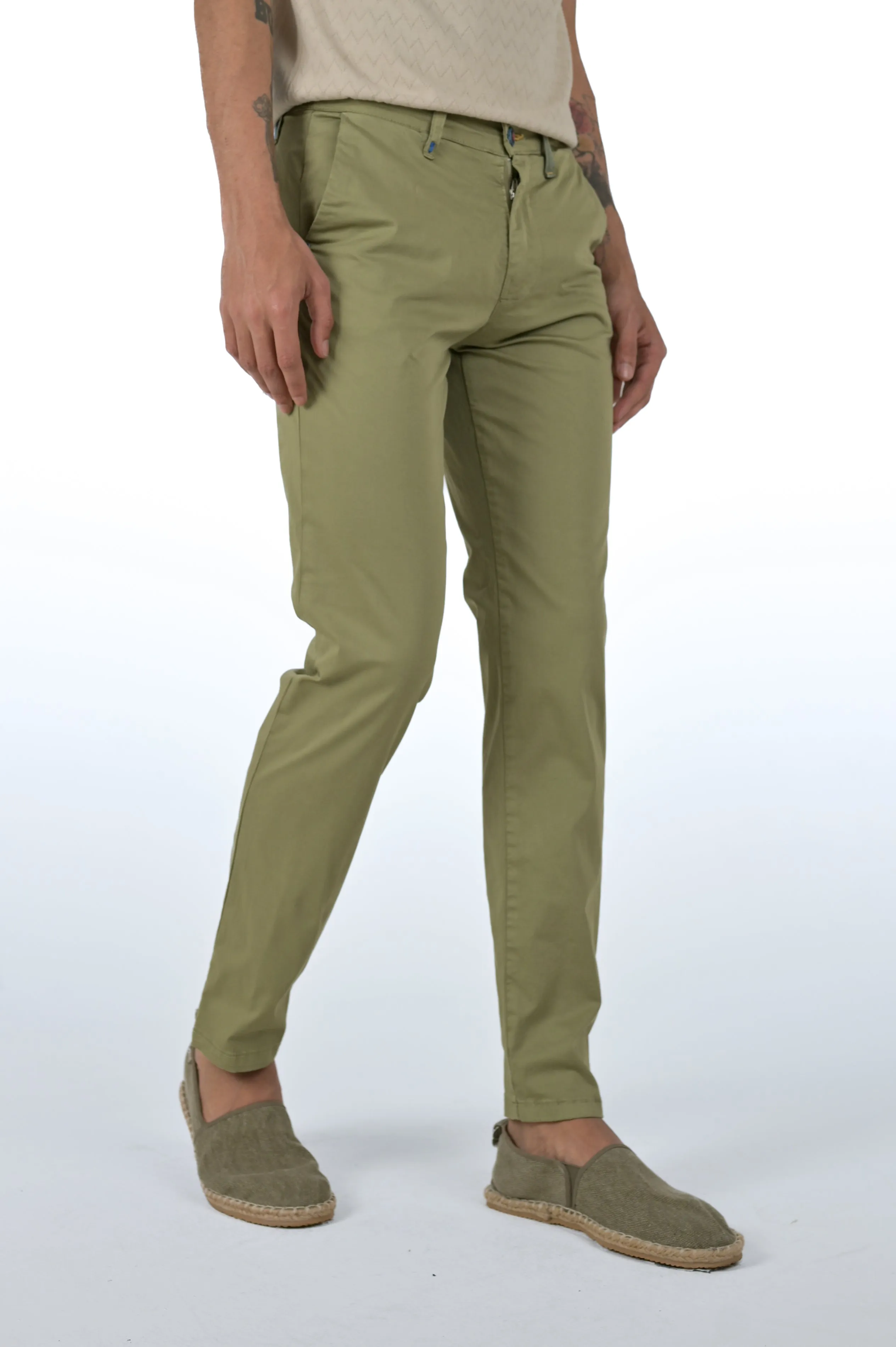 Pantaloni slim Sonic Raso Verde Salvia SS24