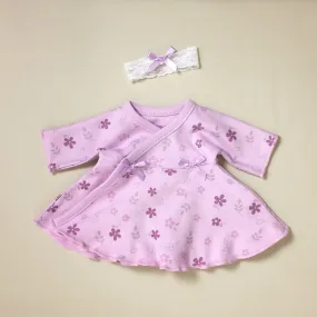 Ruffled NICU Dress & Headband Lilac Daisy