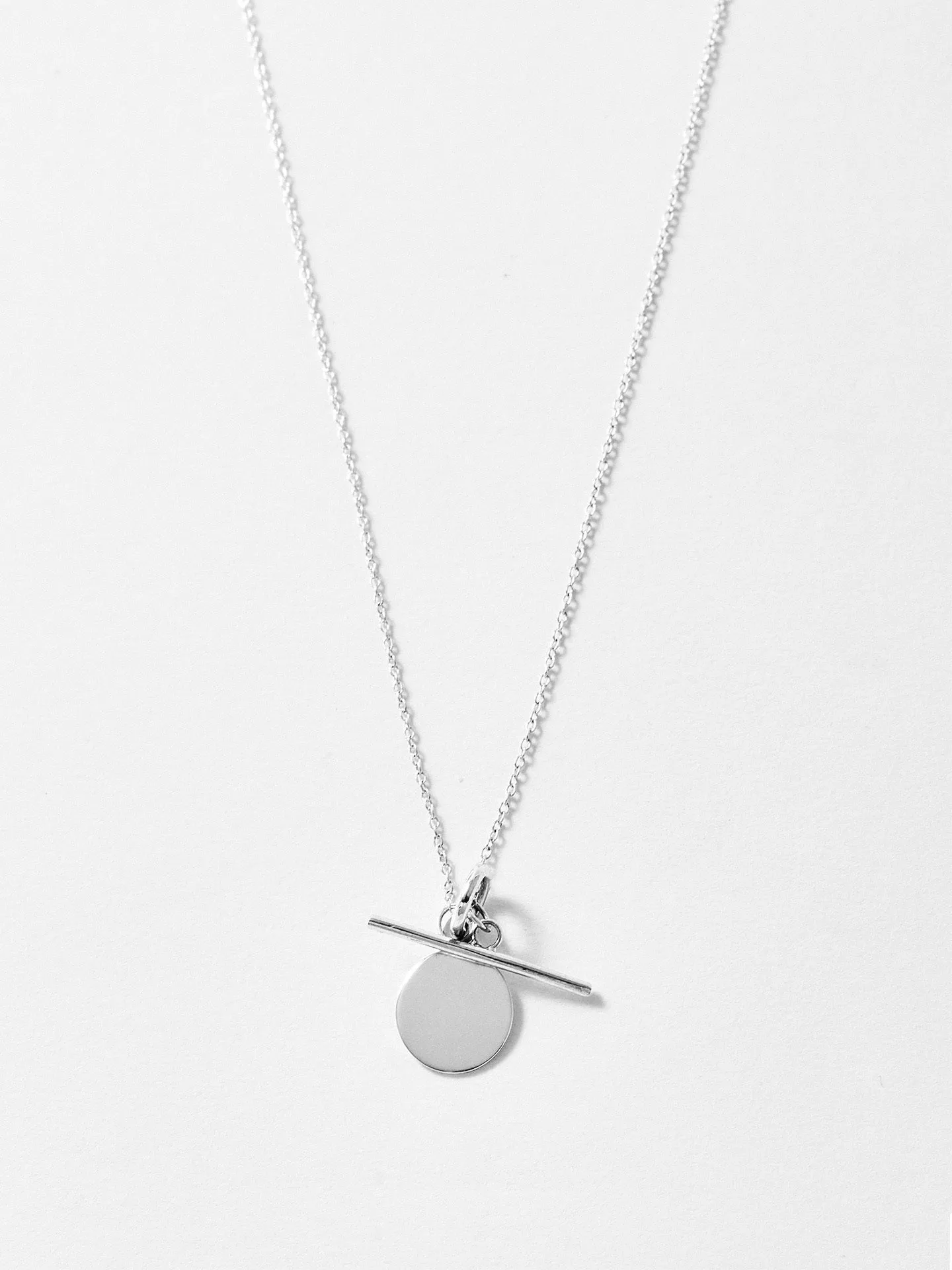 Sterling Silver Mini Disk & Toggle Necklace